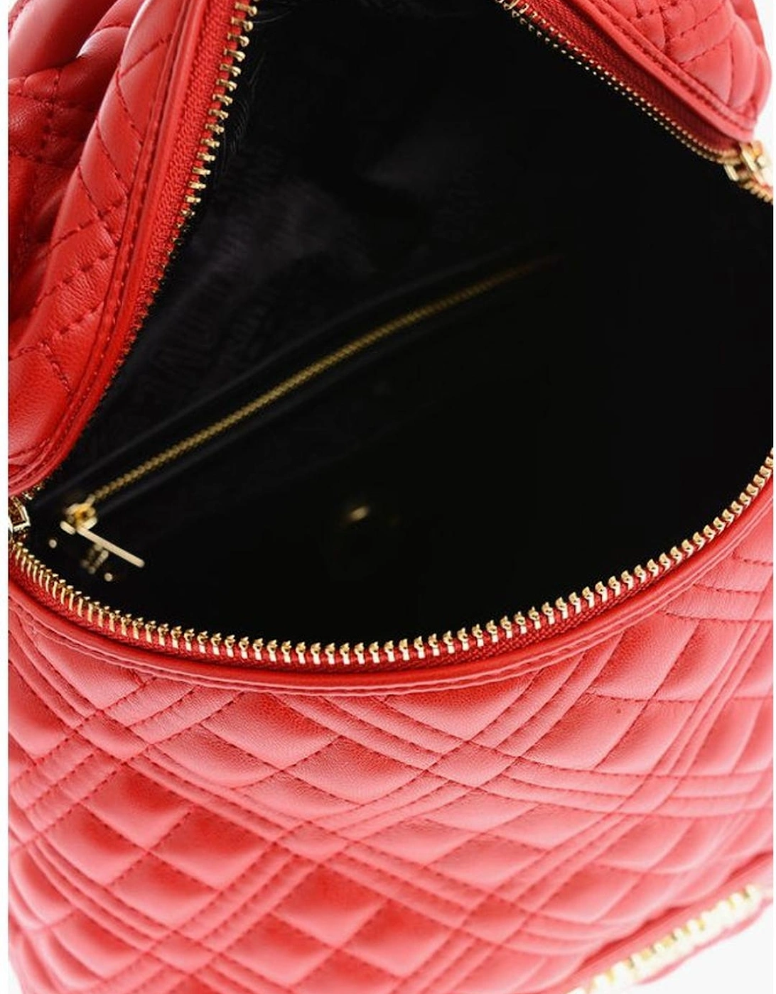 Solid Color Metal Zip Closure Bag with Logo Women - Red Backpacks