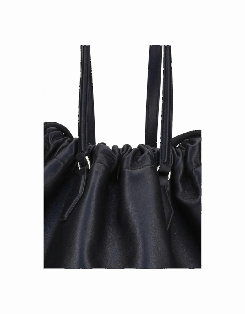 Drawstring Shoulder Bag with Embossed Detailing Women - Black