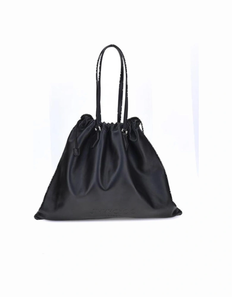 Drawstring Shoulder Bag with Embossed Detailing Women - Black