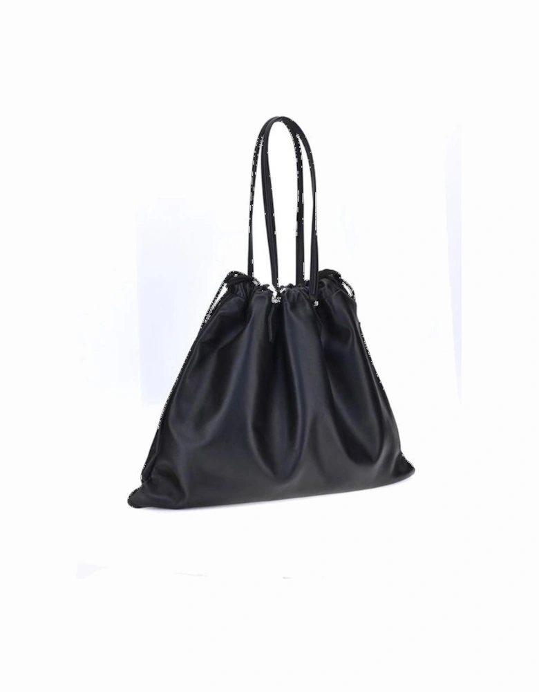 Drawstring Shoulder Bag with Embossed Detailing Women - Black