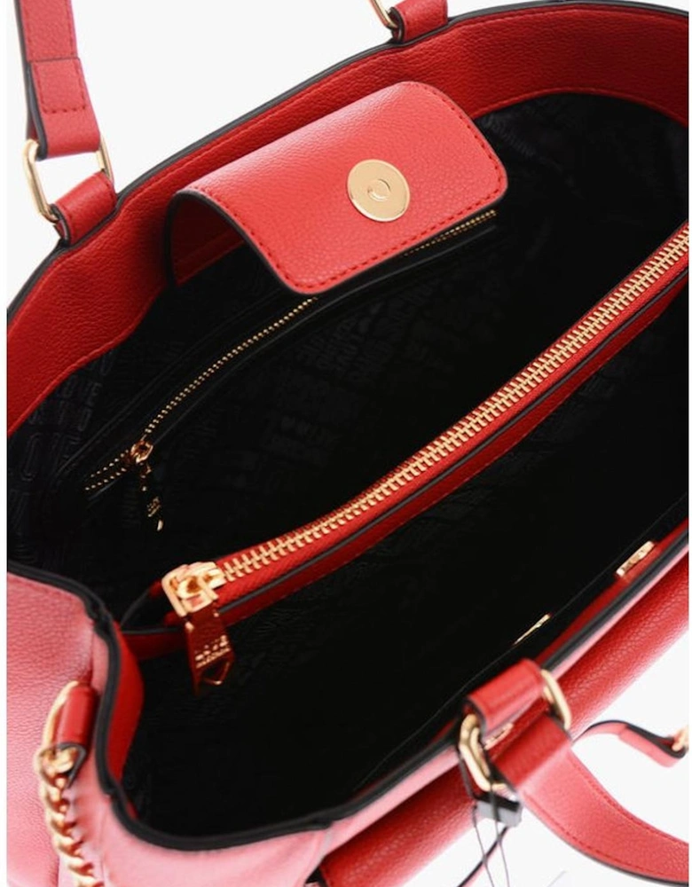 Solid Zip Closure Eco-Leather Handbag Women - Red Shoulder Bags