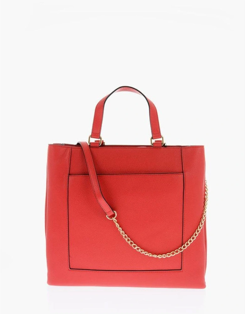 Solid Zip Closure Eco-Leather Handbag Women - Red Shoulder Bags