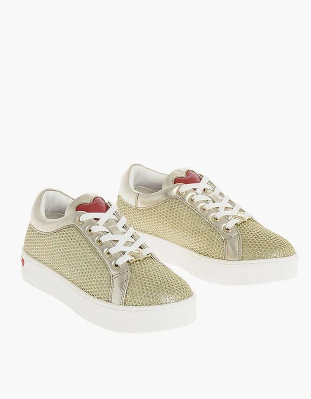 Glitter Lace-Up Leather Canvas Sneakers Women - Gold, 6 of 5