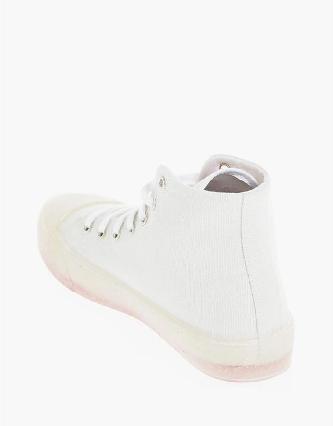 Vintage Effect Lace-up Sneakers with Rubber Sole Women - White