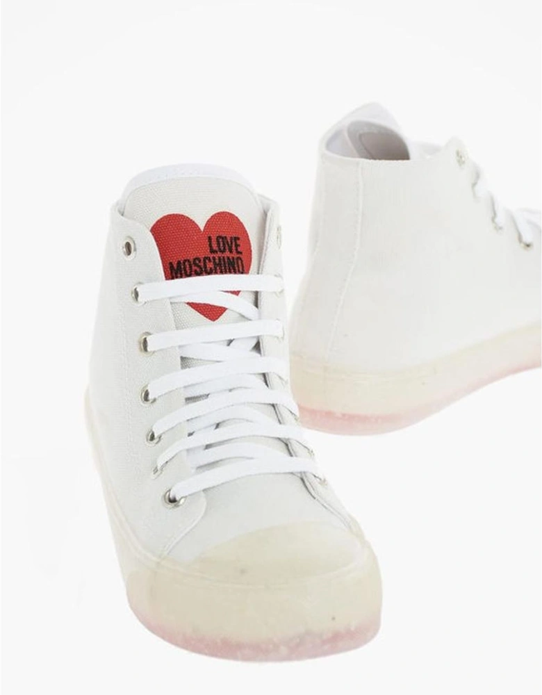 Vintage Effect Lace-up Sneakers with Rubber Sole Women - White