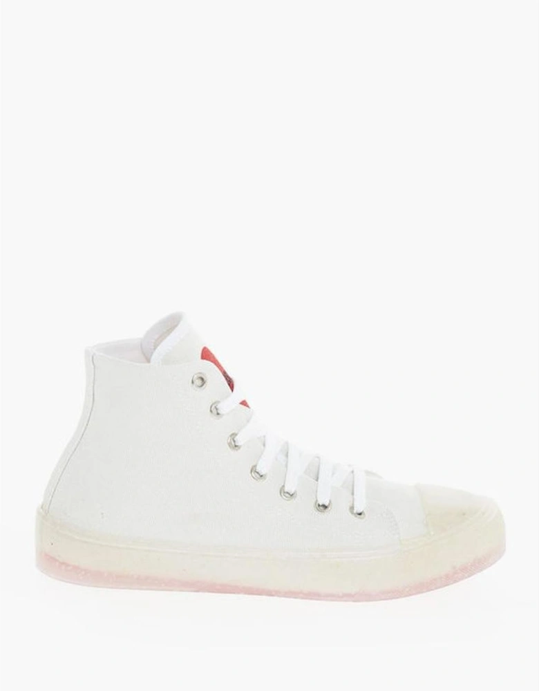 Vintage Effect Lace-up Sneakers with Rubber Sole Women - White