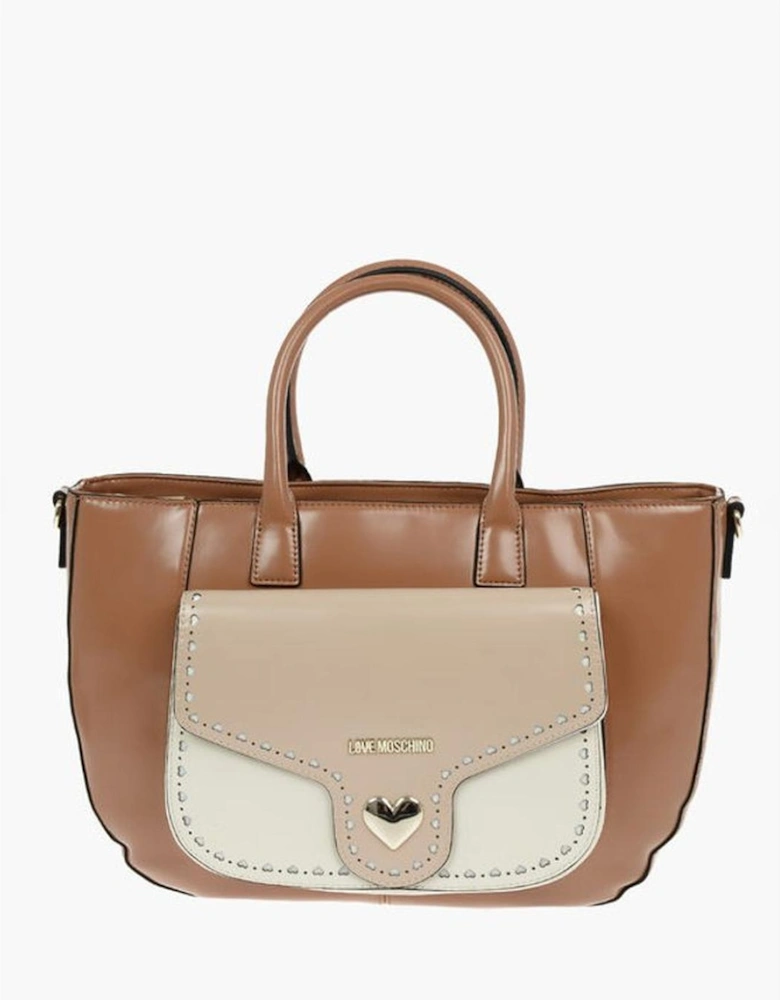 Eco-Leather Handbag with Adjustable Removable Strap Women - Brown Tote