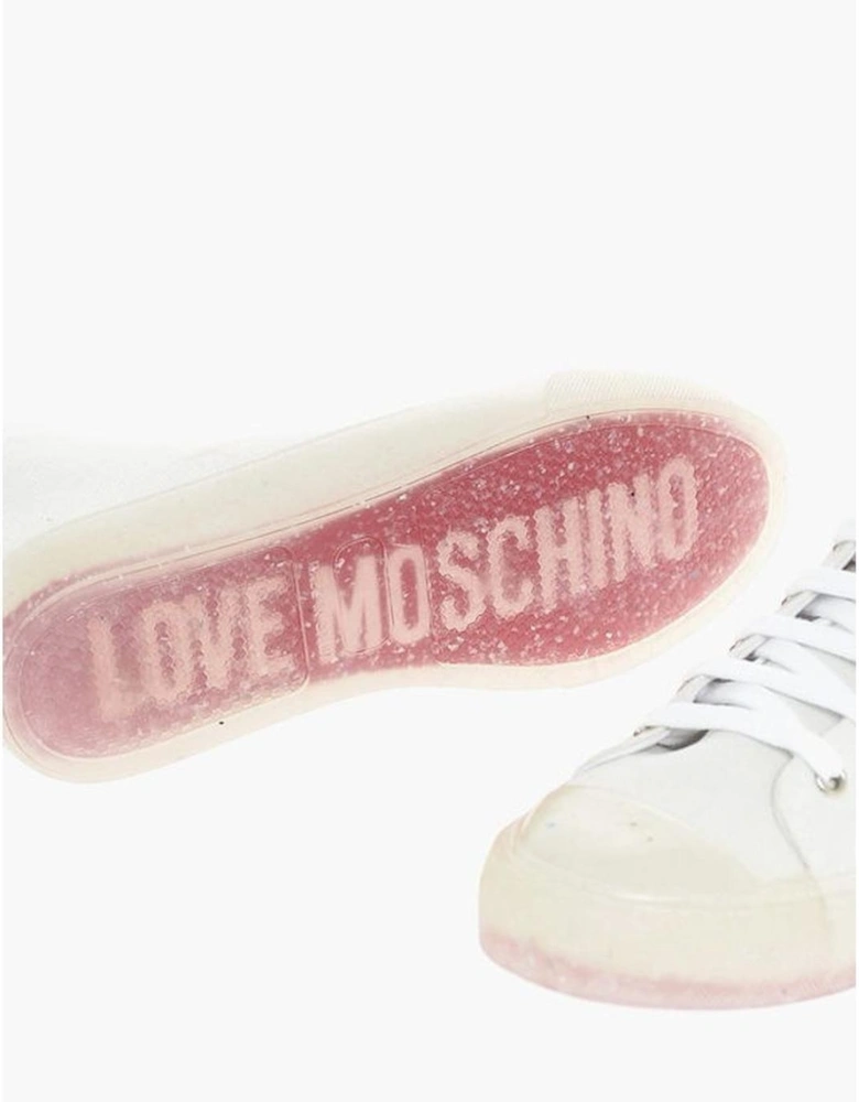 Vintage Effect Lace-up Sneakers with Rubber Sole Women - White
