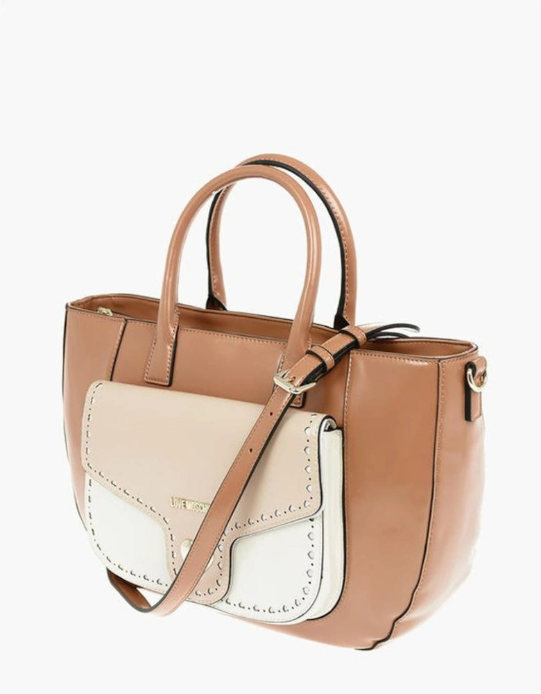 Eco-Leather Handbag with Adjustable Removable Strap Women - Brown Tote