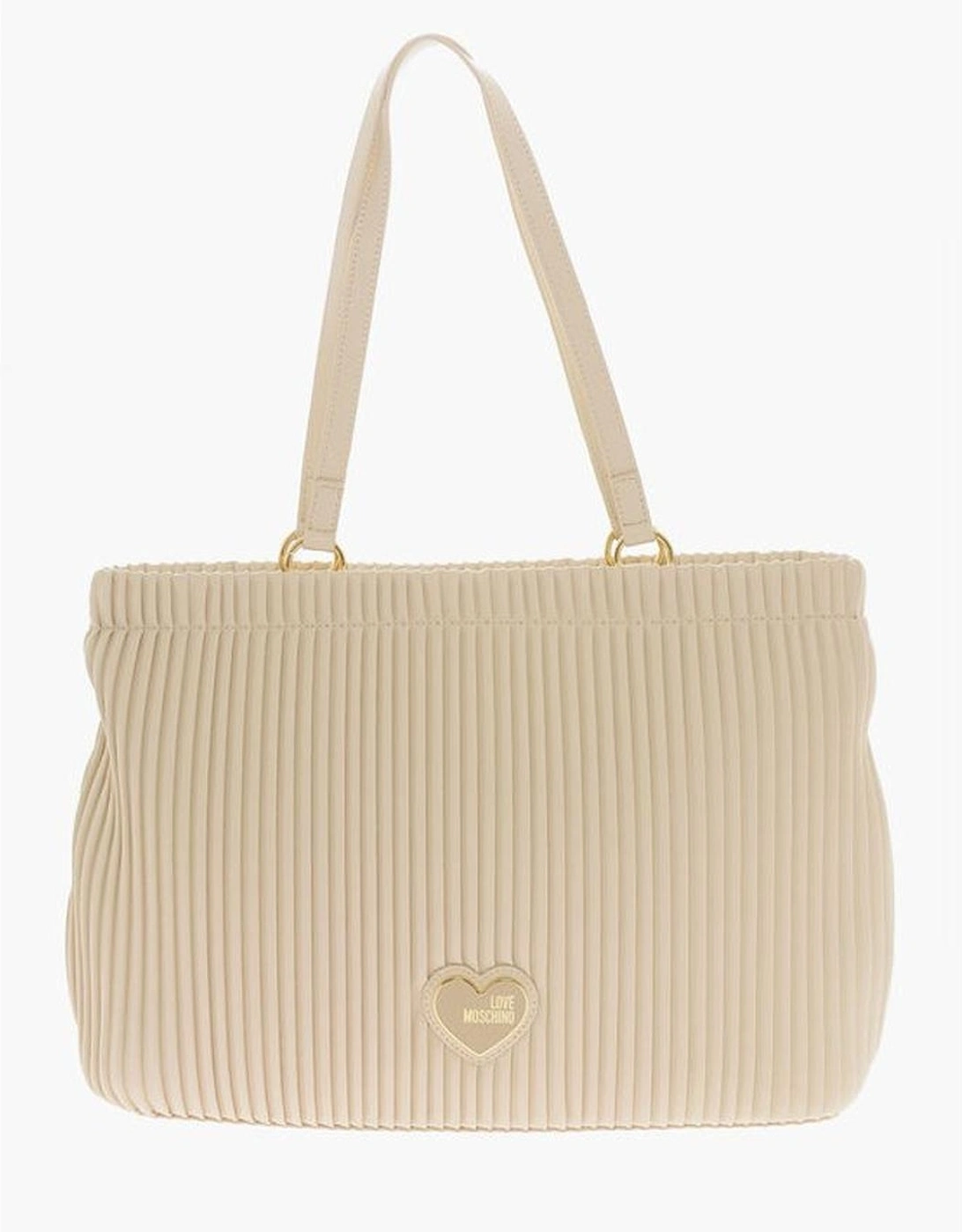 Eco-Leather Shoulder Bag with Logo and Zip Closure Women - Beige, 6 of 5