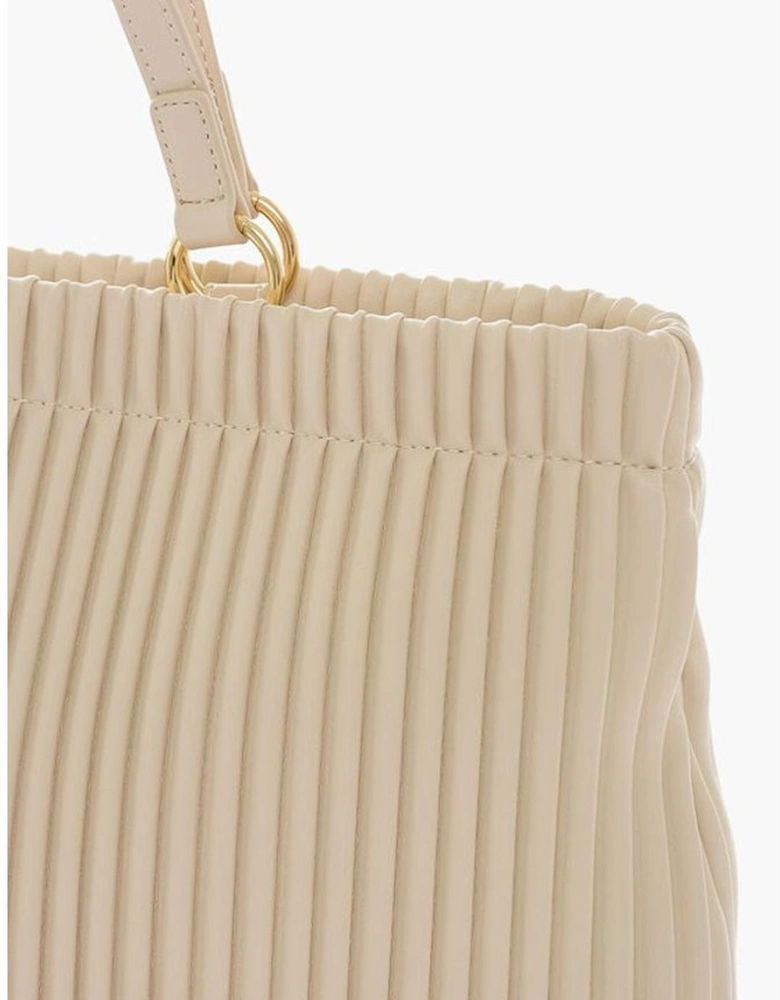 Eco-Leather Shoulder Bag with Logo and Zip Closure Women - Beige