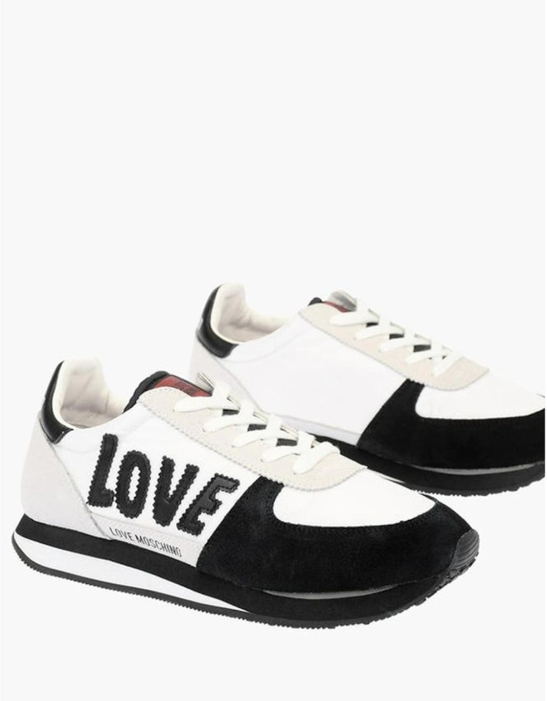 Lace-Up Leather Canvas Sneakers Women - Black And White