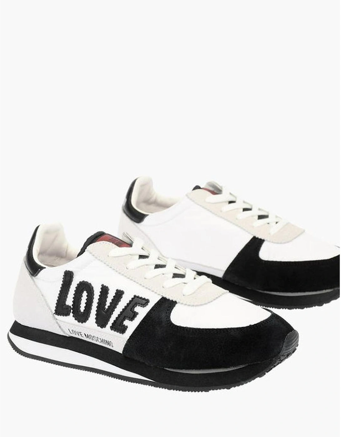 Lace-Up Leather Canvas Sneakers Women - Black And White, 6 of 5