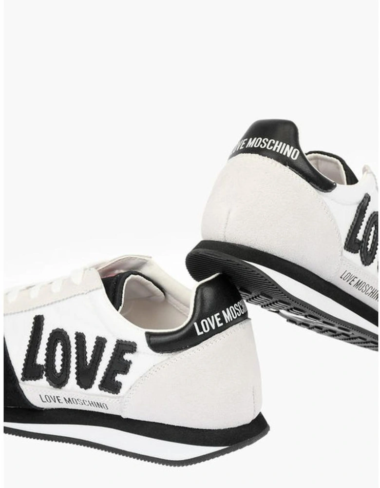 Lace-Up Leather Canvas Sneakers Women - Black And White