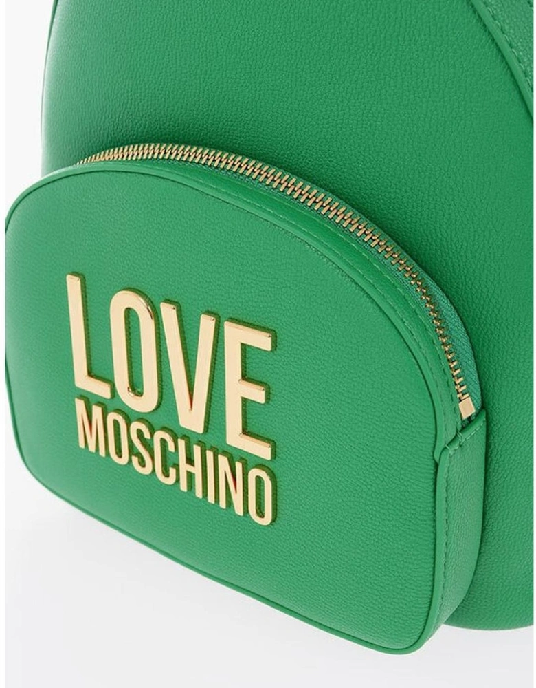 Solid Metal Logo Shoulder Bag with Zip Closure Women - Green Backpacks