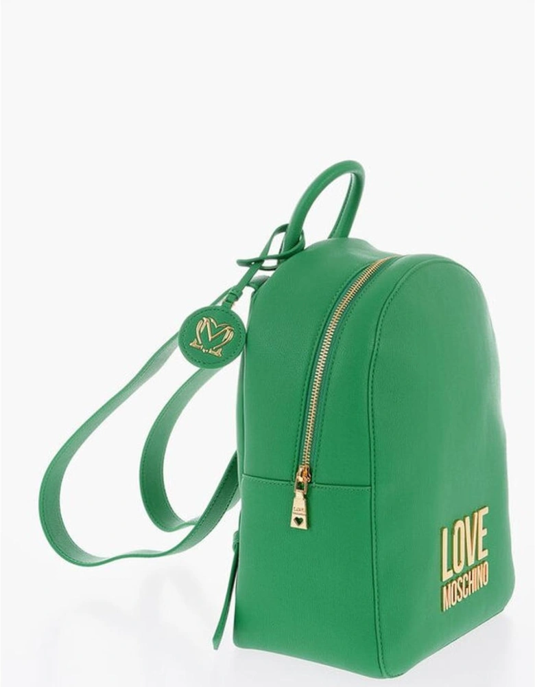 Metal Zip Closure Shoulder Bag with Logo Women - Green Backpacks