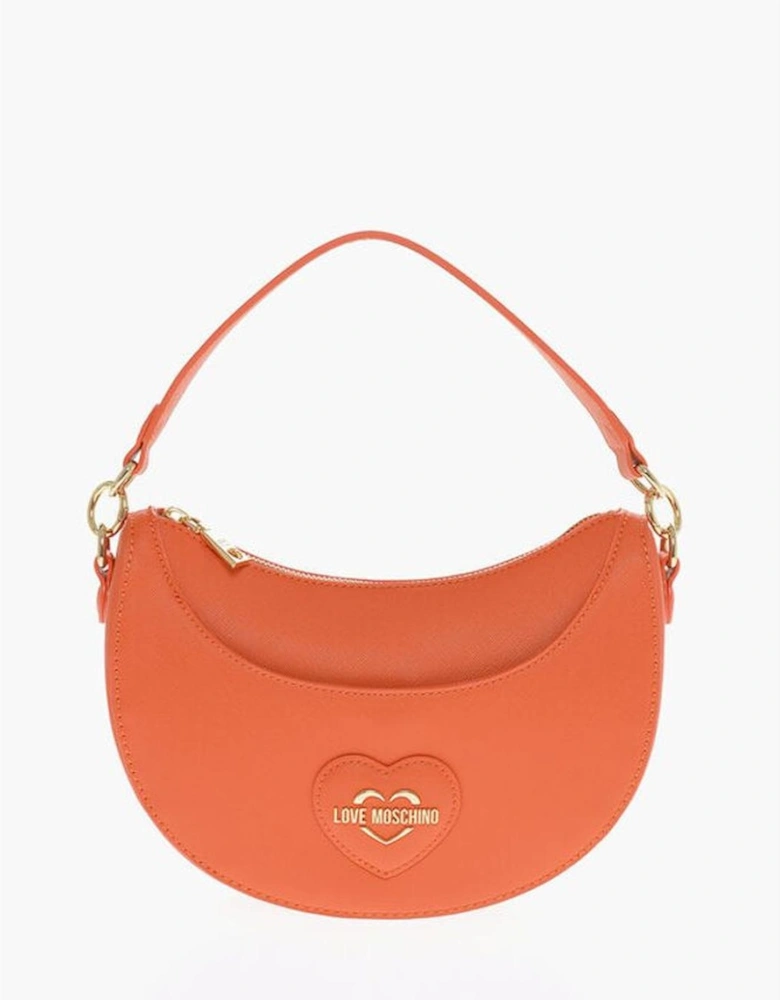 Eco-Leather Shoulder Bag with Removable Strap Women - Orange