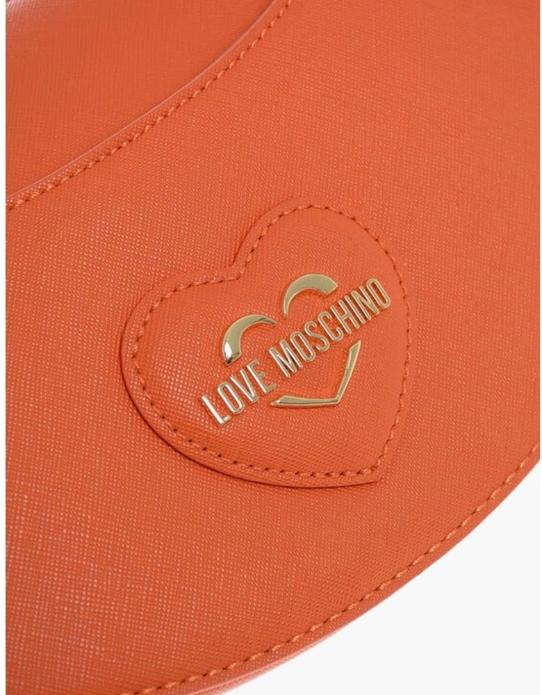 Eco-Leather Shoulder Bag with Removable Strap Women - Orange
