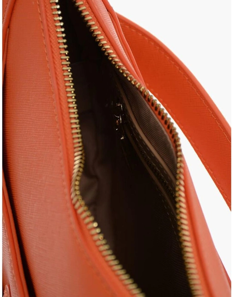 Eco-Leather Shoulder Bag with Removable Strap Women - Orange