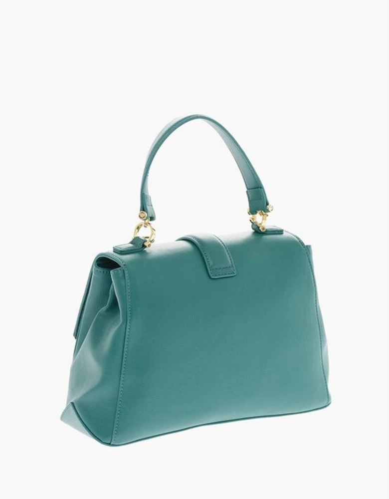 Solid Metal Zip Closure Shoulder Handbag Women - Green Tote Bags
