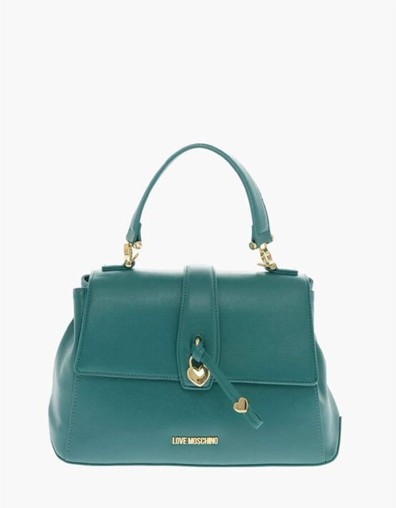 Solid Metal Zip Closure Shoulder Handbag Women - Green Tote Bags