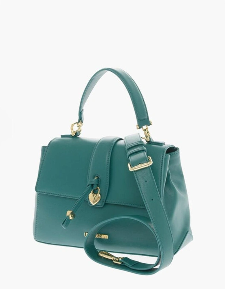 Solid Metal Zip Closure Shoulder Handbag Women - Green Tote Bags