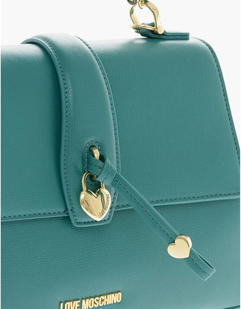 Solid Metal Zip Closure Shoulder Handbag Women - Green Tote Bags
