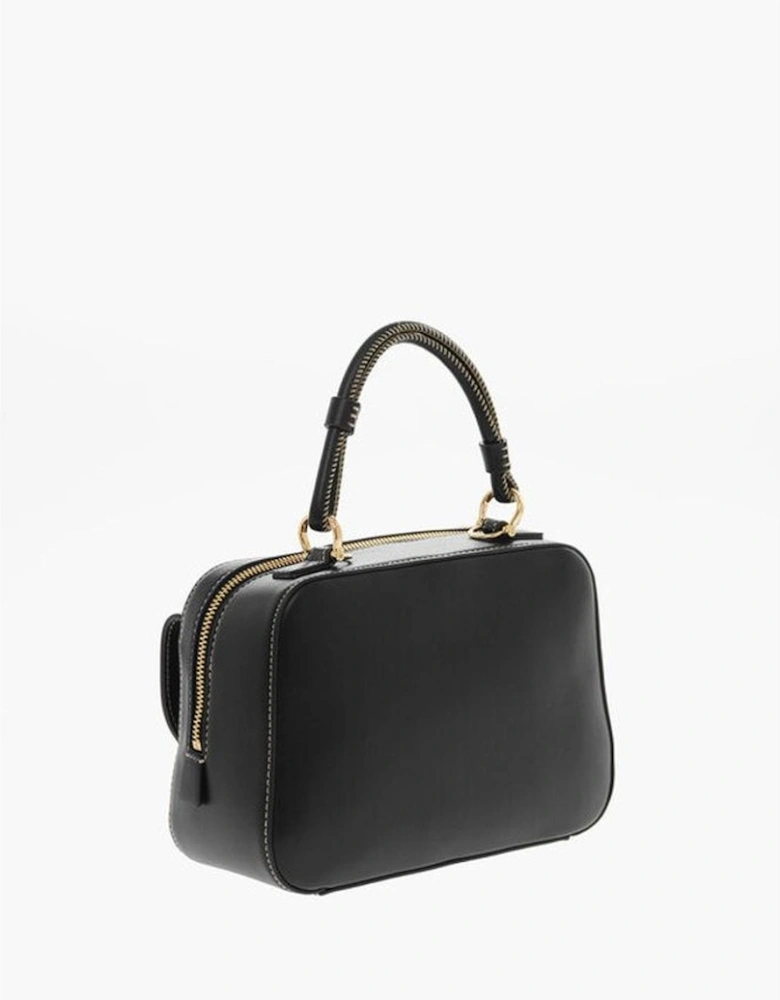 Logo Metal Eco-Leather Handbag with Adjustable Strap Women - Black