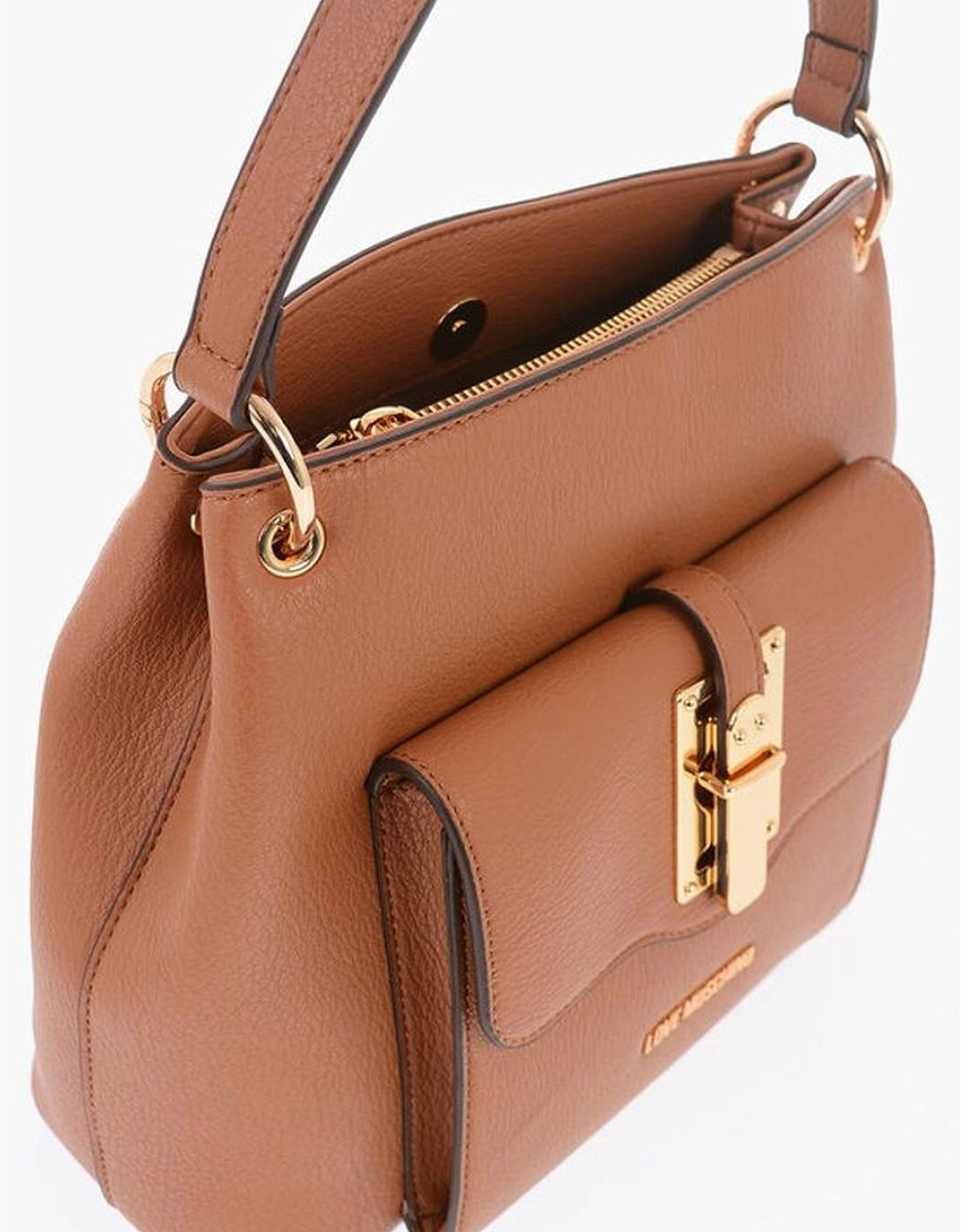 Embroidered Eco-Leather Shoulder Bag with External Pocket Women -