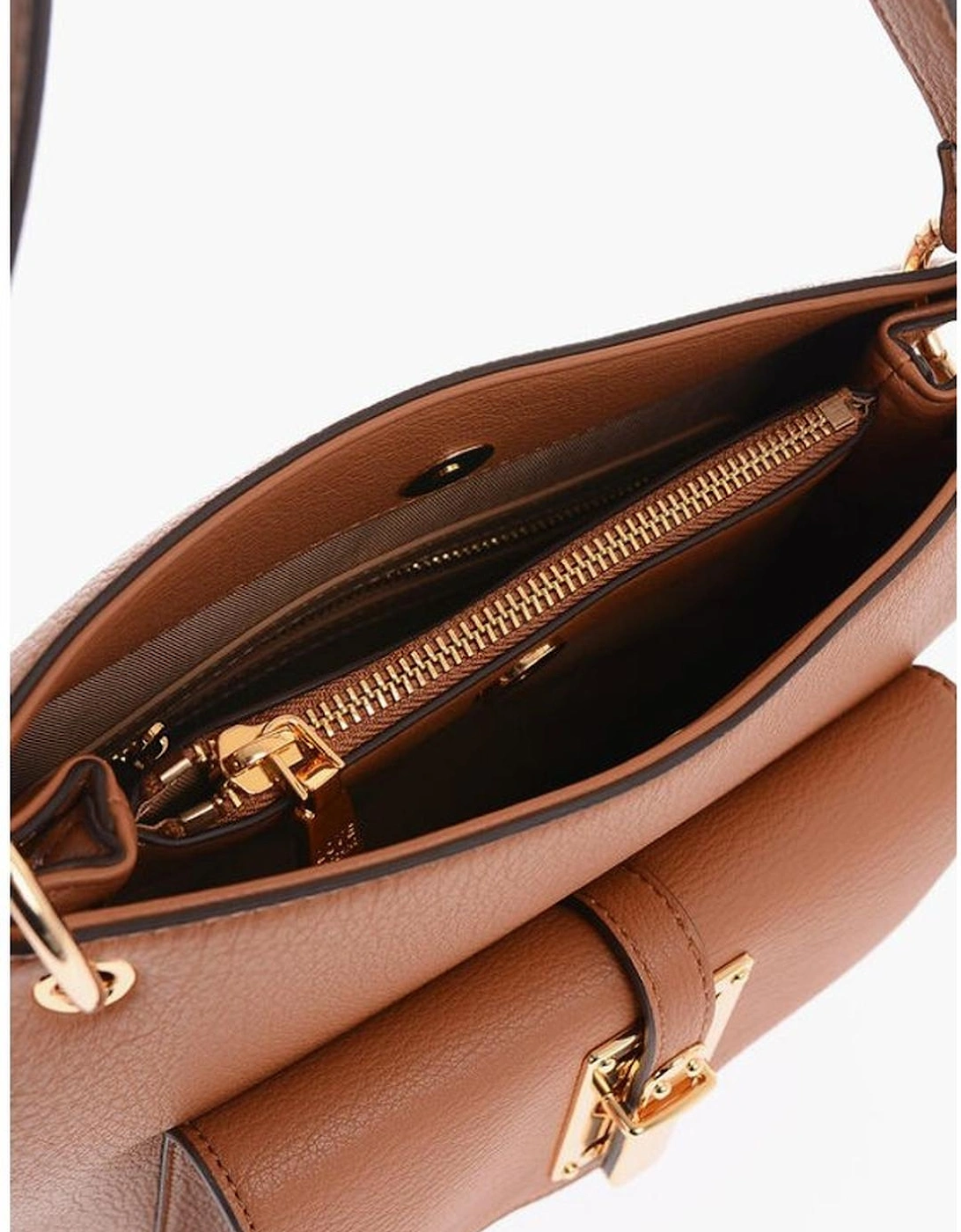 Embroidered Eco-Leather Shoulder Bag with External Pocket Women -