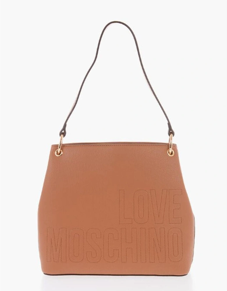 Embroidered Eco-Leather Shoulder Bag with External Pocket Women -
