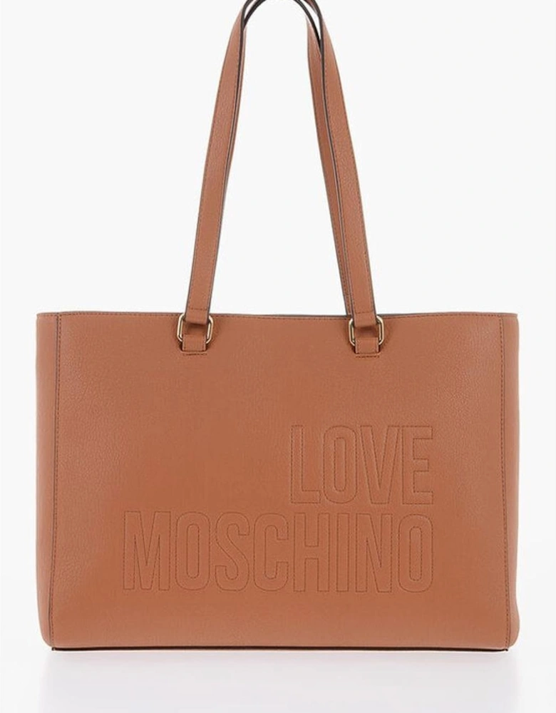 Metal Solid Shoulder Bag with Double Handle Women - Brown