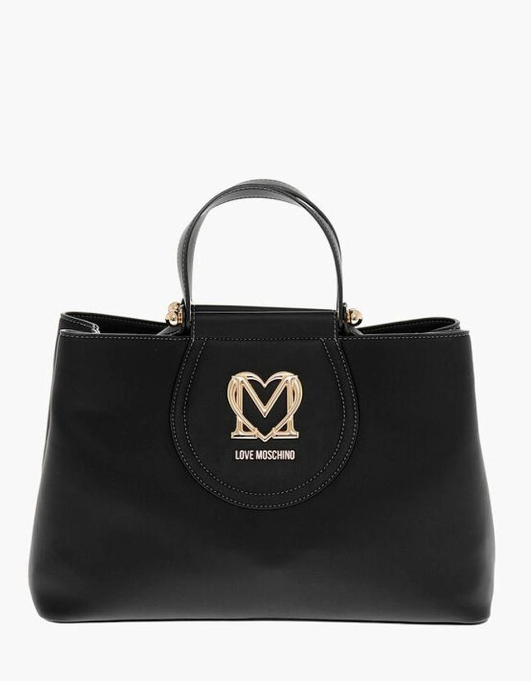 Metal Double Handle Handbag with Internal Pocket Women - Black Tote, 6 of 5