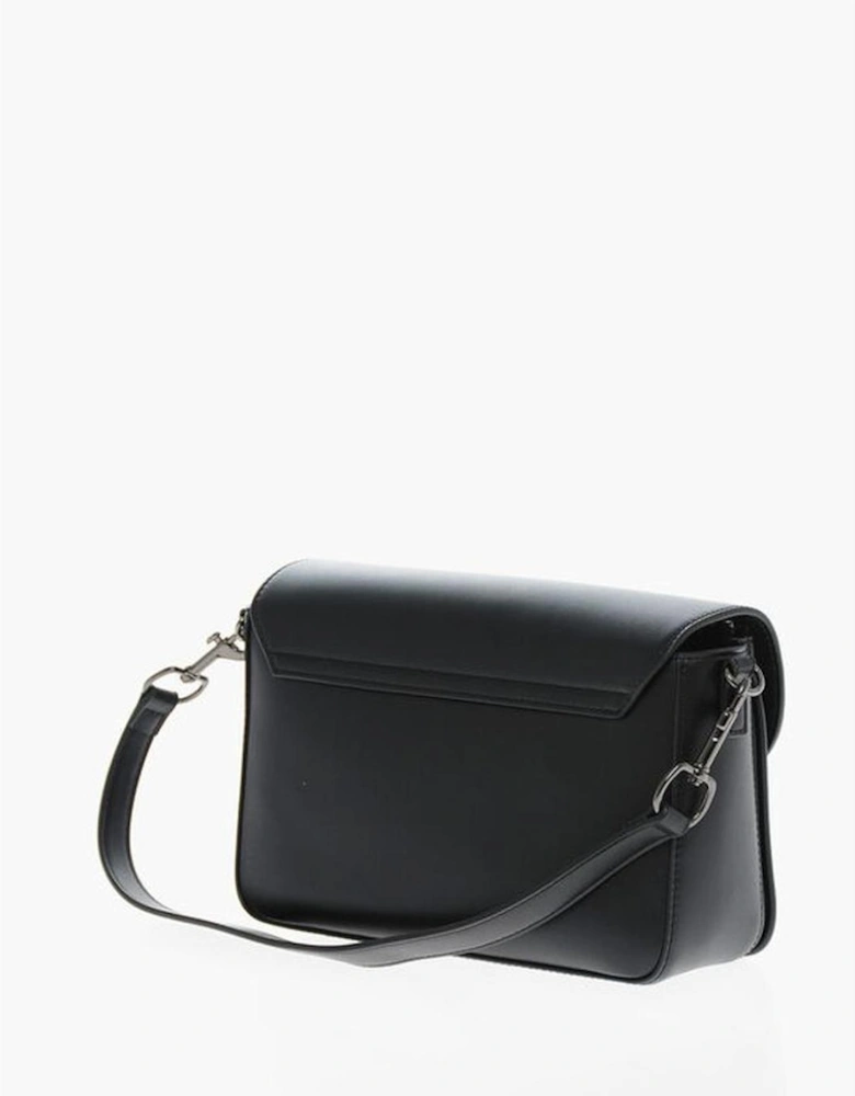 Zip Closure Eco-Leather Handbag with Adjustable Strap Women - Black
