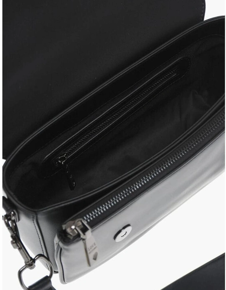 Zip Closure Eco-Leather Handbag with Adjustable Strap Women - Black