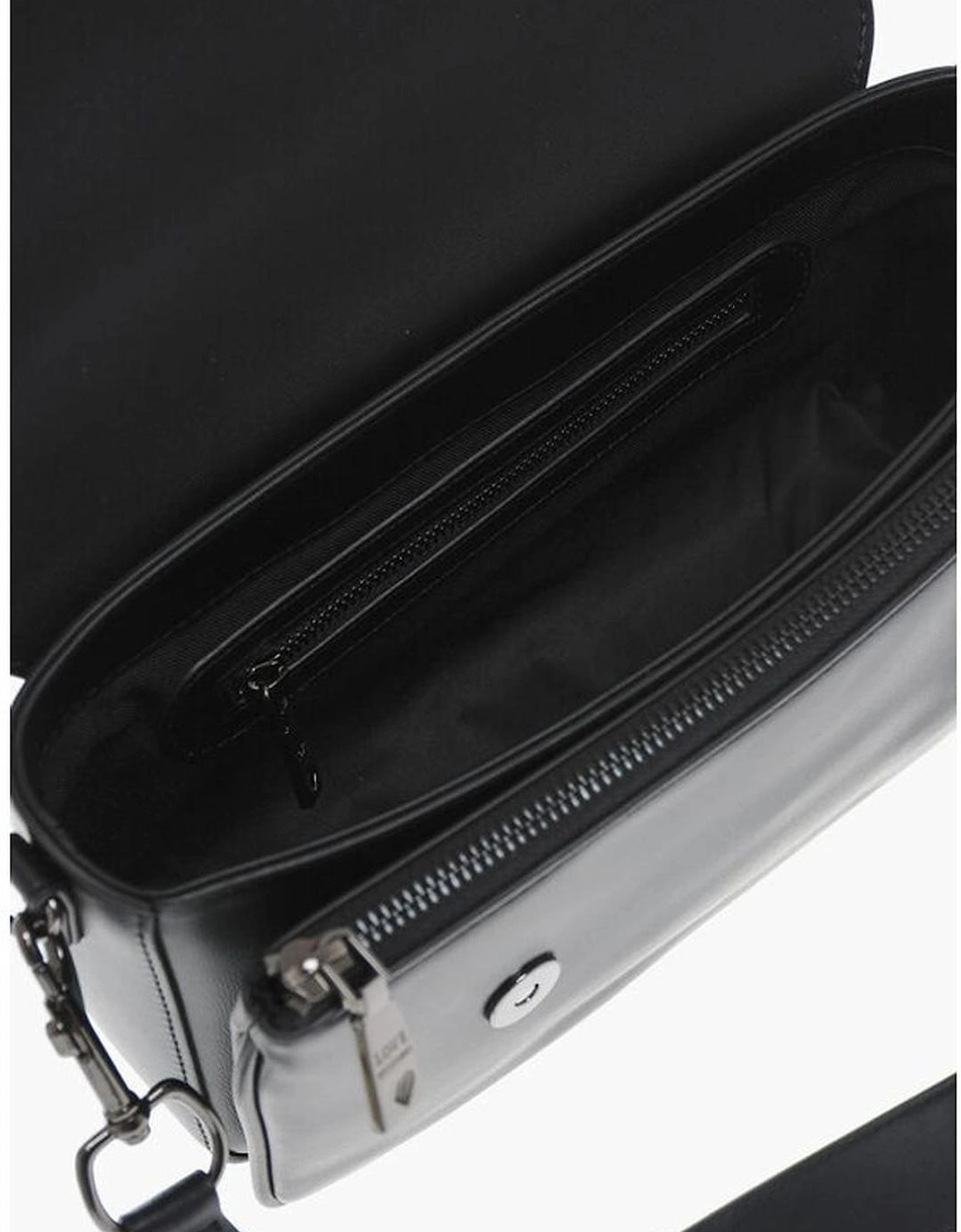 Zip Closure Eco-Leather Handbag with Adjustable Strap Women - Black