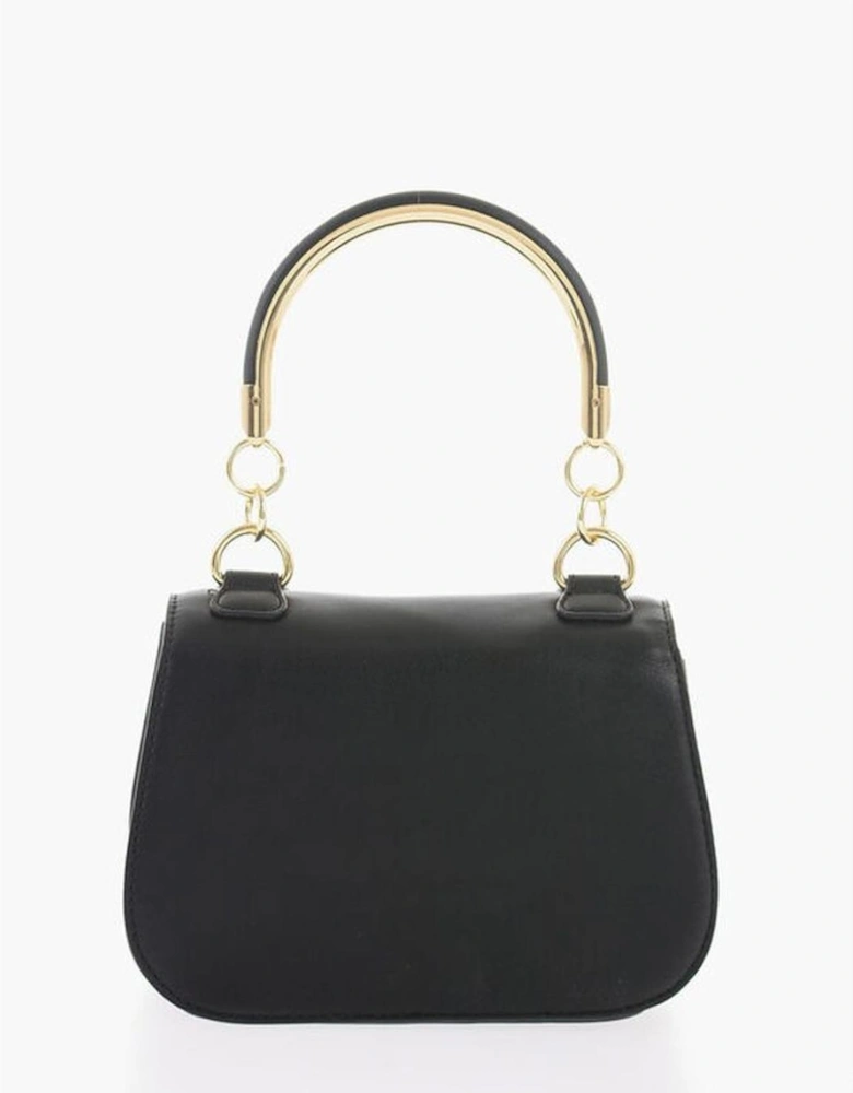 Logo Eco-Leather Shoulder Handbag with Adjustable Strap Women - Black