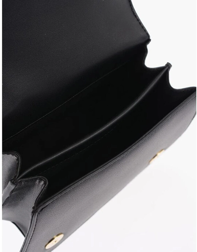 Logo Eco-Leather Shoulder Handbag with Adjustable Strap Women - Black