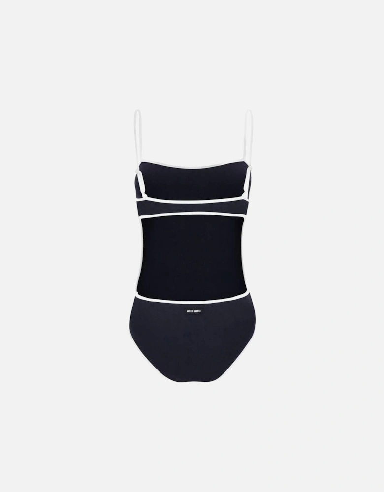 Retro-Inspired Sporty Swimsuit with Adjustable Straps Women - Black