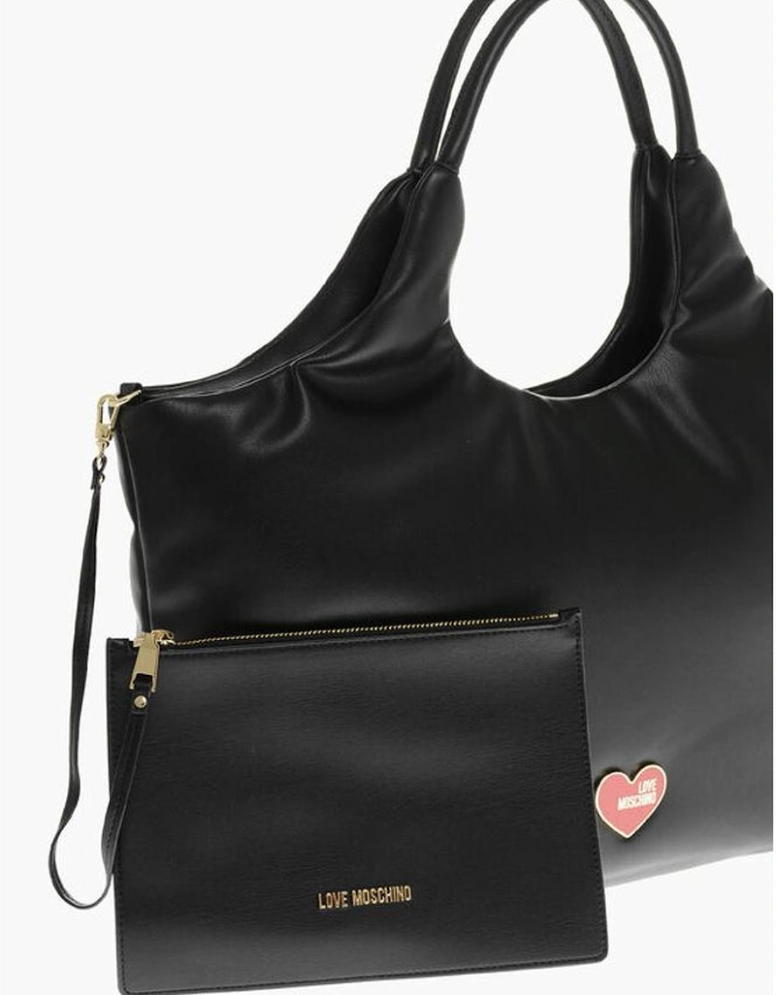 Eco-Leather Shoulder Bag with Double Handle Women - Black