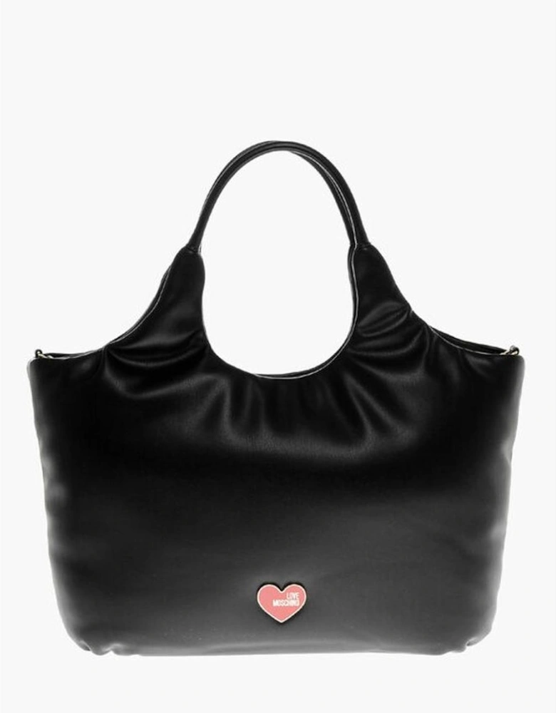 Eco-Leather Shoulder Bag with Double Handle Women - Black