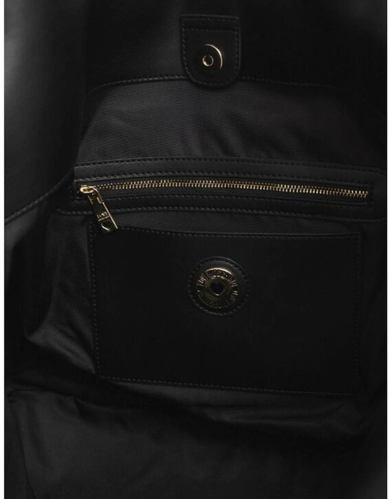 Eco-Leather Shoulder Bag with Double Handle Women - Black