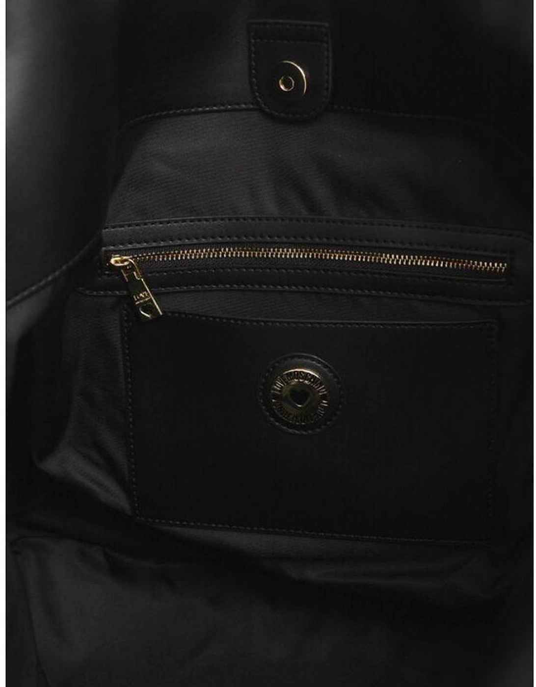 Eco-Leather Shoulder Bag with Double Handle Women - Black