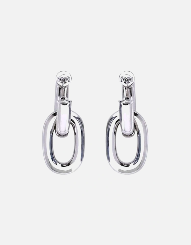 Double XL Link Resin and Aluminum Earrings Women - Silver