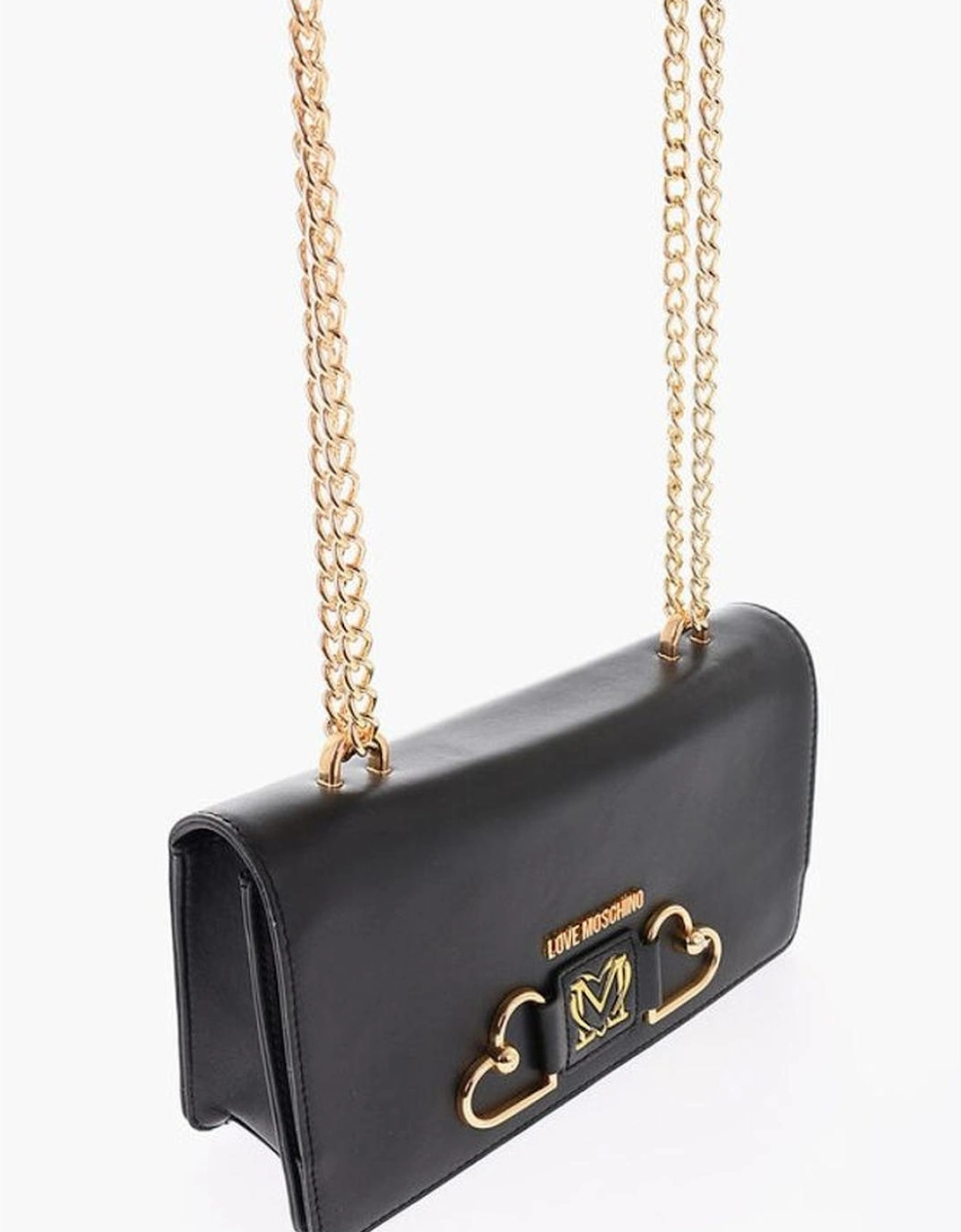Leather Handbag with Zip Closure and Logo Women - Black Shoulder Bags