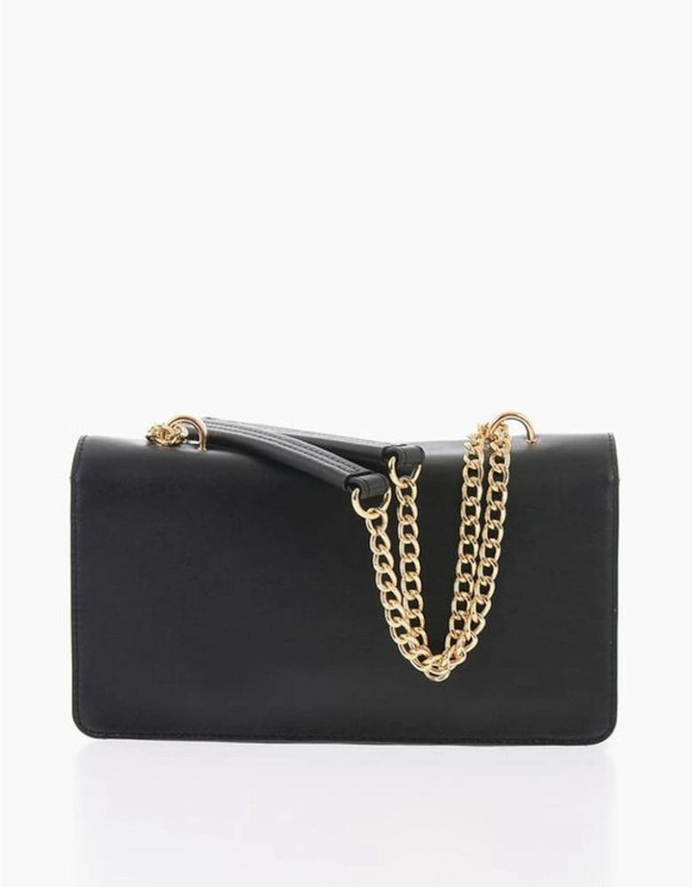 Leather Handbag with Zip Closure and Logo Women - Black Shoulder Bags