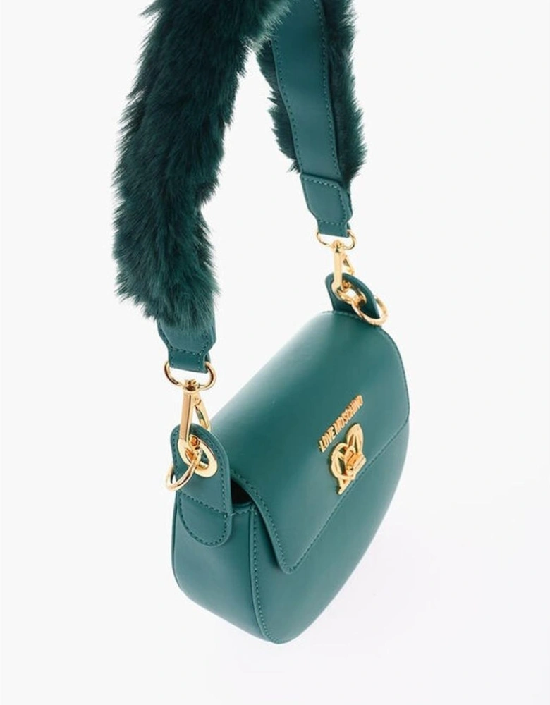 Eco-Leather Shoulder Handbag with Removable Strap Women - Green