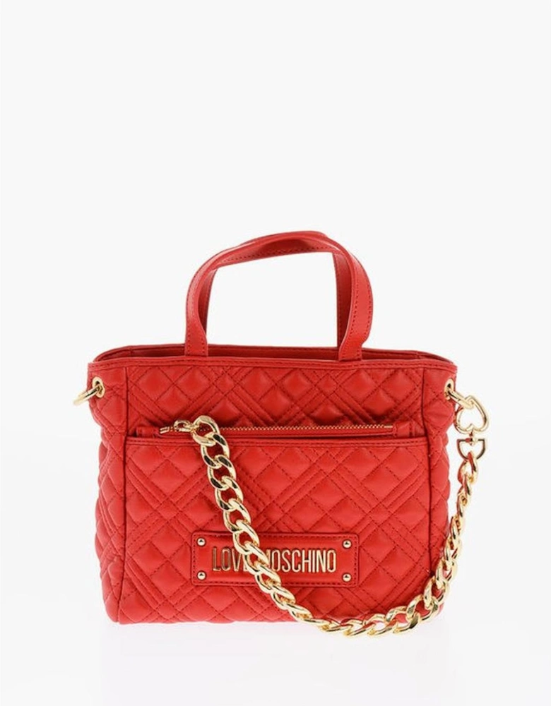 Handbag with Double Handles and Removable Strap Women - Red Tote Bags