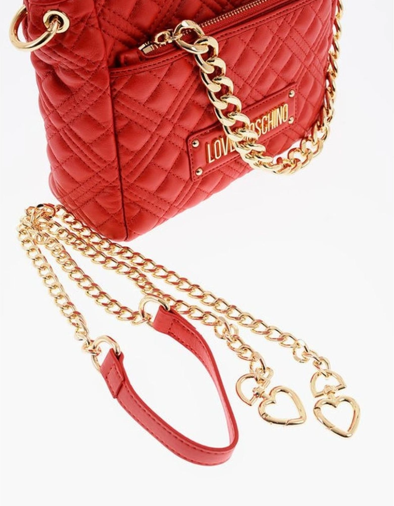 Handbag with Double Handles and Removable Strap Women - Red Tote Bags