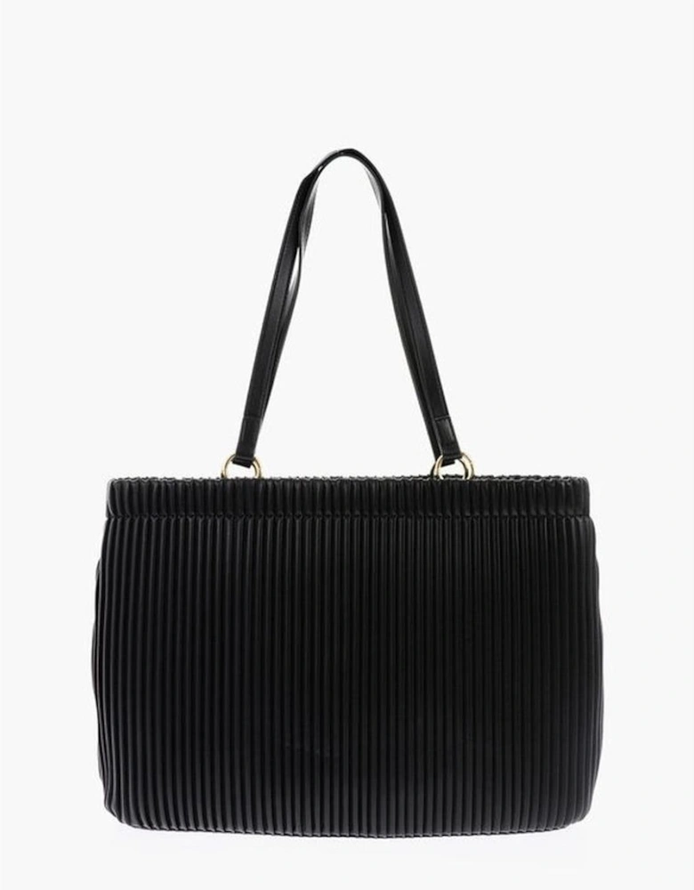Solid Zip Closure Shoulder Handbag with Double Handle Women - Black
